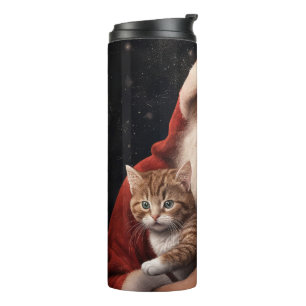 Garrafa Térmica Gato Abissínio com Natal Festivo do Papai Noel
