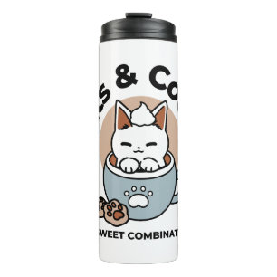 Garrafa Térmica Gato Adorável no Design de Férias de Mug - Gato e