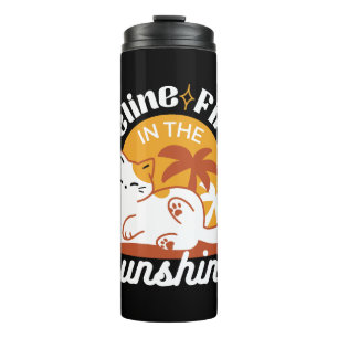 Garrafa Térmica Gato Adorável Relaxando no Sol - Pet de Verão