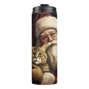 Garrafa Térmica Gato Bengal com Natal Festivo do Papai Noel