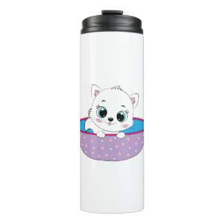 Garrafa Térmica gato branco bonito