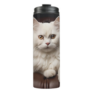 Garrafa Térmica Gato branco majestoso