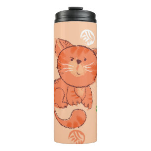 Garrafa Térmica Gato de Brinquedo de Criança: Ilustração de Vintag