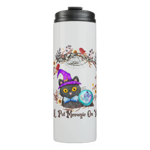 Garrafa Térmica Gato de Bruxa Bonita e Punny