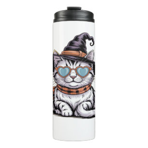 Garrafa Térmica Gato de Bruxa legal - Gatinho de Halloween bonito