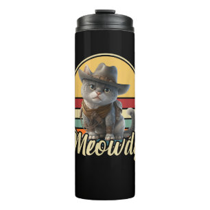 Garrafa Térmica Gato de Cowboy Engraçado Mashup Mow Howten Kitten