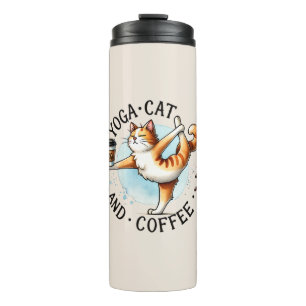 Garrafa Térmica Gato de ioga - Gato de ioga e café