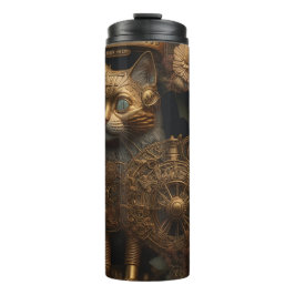 Garrafa Térmica Gato Dourado Gótico Steampunk