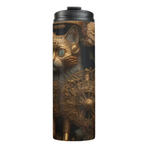 Garrafa Térmica Gato Dourado Gótico Steampunk