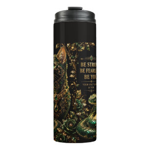 Garrafa Térmica Gato Dourado Olhos Verdes Arte Elegante