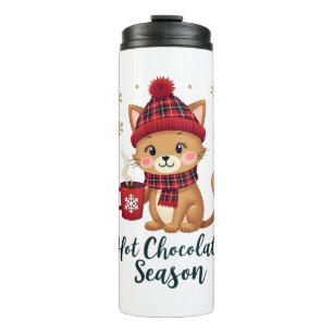Garrafa Térmica Gato Engraçado Chocolate Quente Temporada Feliz Na