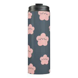 Garrafa Térmica Gato Flor Rosa | Gato de rosto fofo | amante de ga