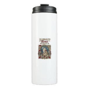 Garrafa Térmica Gato Floral Elegante Arte Nova Vetorial Vintage 