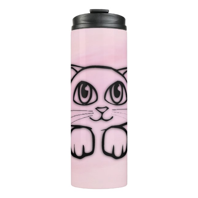Garrafa Térmica Gato Fofo Espiando Rosa (Frente)