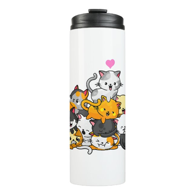 Garrafa Térmica Gato Gato Gato-Gatinho Gato Gato Anime Kawaii Neko (Frente)
