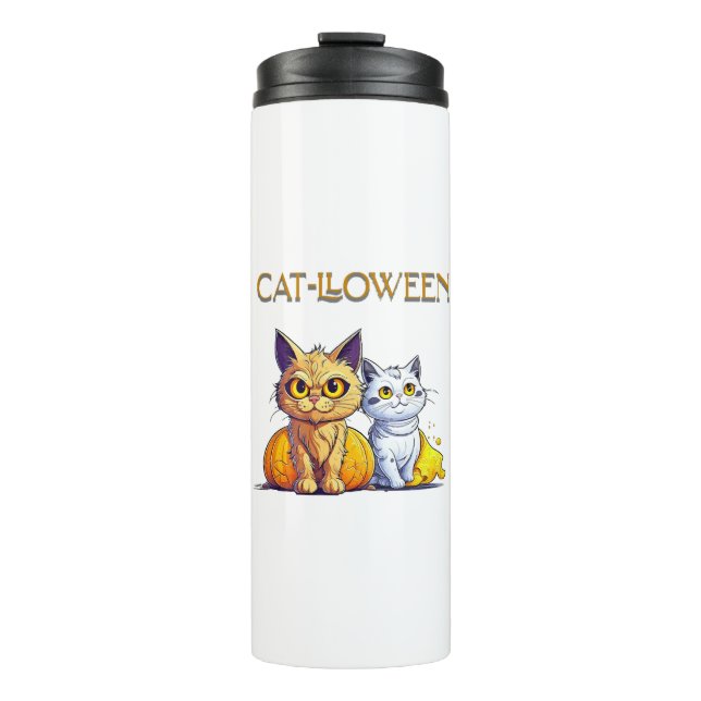 Garrafa Térmica Gato Halloween  (Frente)