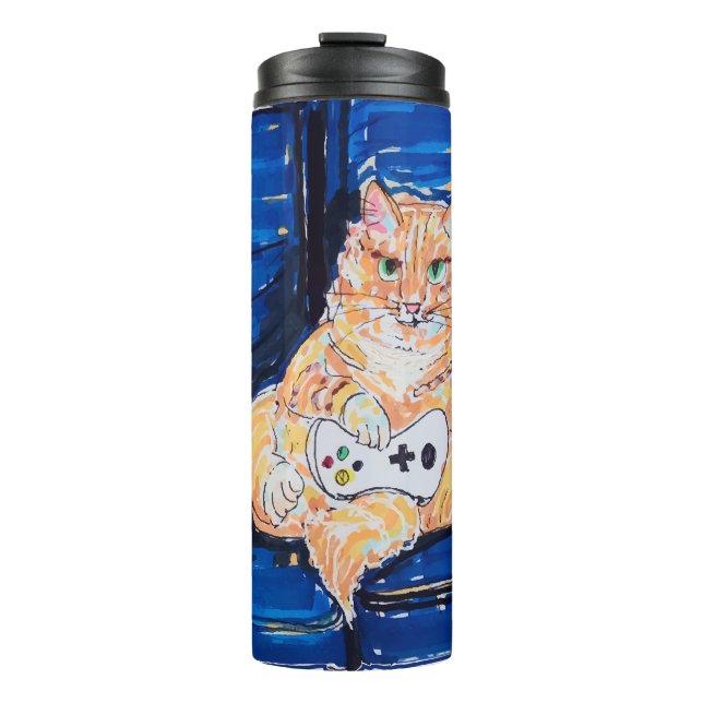 Garrafa Térmica Gato Jogador Gengibre (Frente)