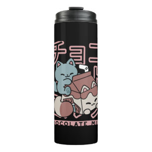 Garrafa Térmica Gato Kawaii com Leite de Chocolate – Arte Pop Japo