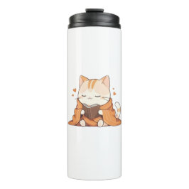 Garrafa Térmica Gato Leitor Aconchegante Kawaii Design de Gatinho