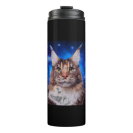 Garrafa Térmica Gato Main Coon Fundo Azul Estrelas