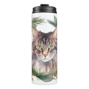 Garrafa Térmica Gato Maine Coon Natal Grinalda Festiva Gatito