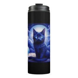 Garrafa Térmica Gato Negro Colocado Em Frente À Lua E Às Nuvens Br
