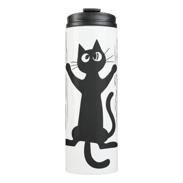 Garrafa Térmica Gato Negro Segurando (Frente)