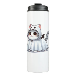 Garrafa Térmica Gato no Fantasma para o Halloween