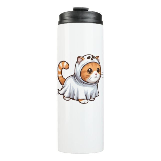Garrafa Térmica Gato no Fantasma para o Halloween (Frente)