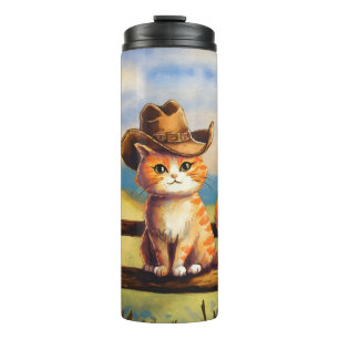 Garrafa Térmica Gato Pai Pintado à Aquarela