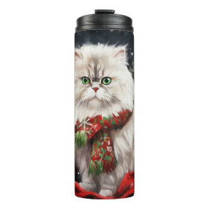 Garrafa Térmica Gato Persa no Natal de Neve