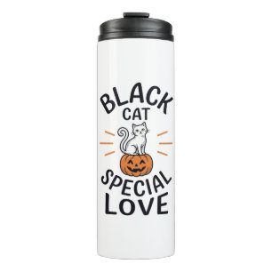 Garrafa Térmica Gato Preto Amor Especial Design de Vetor de Gato d