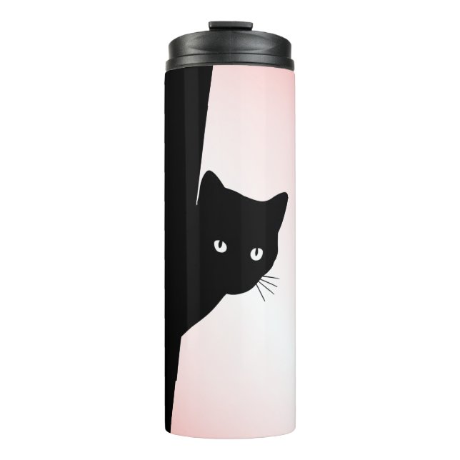 Garrafa Térmica Gato Preto Astuto Rosa (Frente)