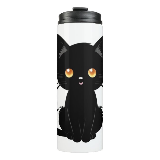 Garrafa Térmica Gato preto branco 2 (Frente)