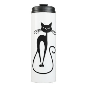 Garrafa Térmica Gato preto branco e magro