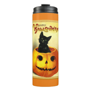 Garrafa Térmica Gato Preto de Halloween