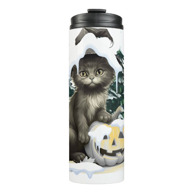 Garrafa Térmica Gato Preto Em Um Macaco (Frente)