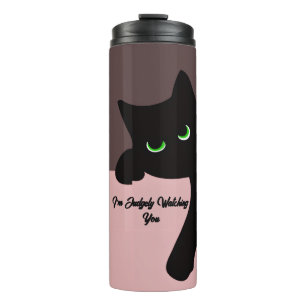 Garrafa Térmica Gato Preto Engraçado Espiando Personalizado Estéti