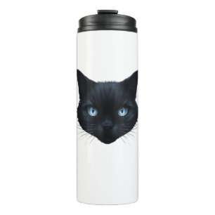 Garrafa Térmica Gato Preto Olhos Azuis Gatos Homens Gatos Homens M