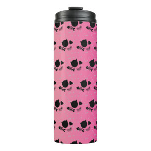 Garrafa Térmica Gato Preto Rosa Two Tone Padrão Fofo