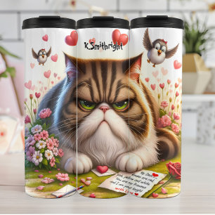 Garrafa Térmica Gato rabugento com uma letra