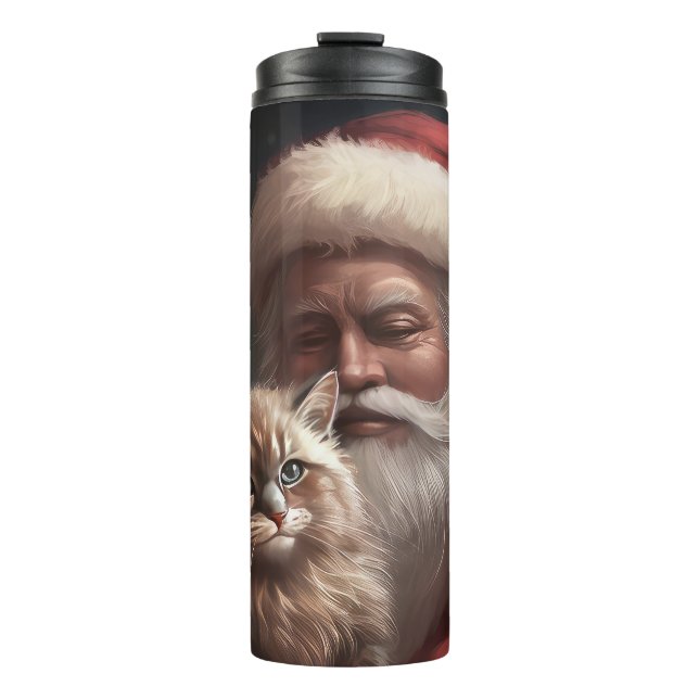Garrafa Térmica Gato Siberiano com Papai Noel Natal Festivo (Frente)