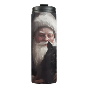 Garrafa Térmica Gato Tuxedo Com Natal Festivo do Papai Noel