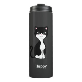 Garrafa Térmica Gato Tuxedo Feliz Fofo em Preto Quase