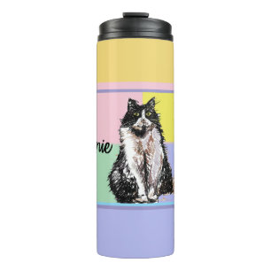 Garrafa Térmica Gato Tuxedo Pastel Gatos Mulheres Colores de Paste