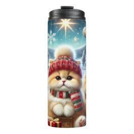 Garrafa Térmica Gatos de gatinho em decoração festiva de Natal e N
