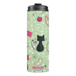 Garrafa Térmica Gatos do Coração Verde do meio século