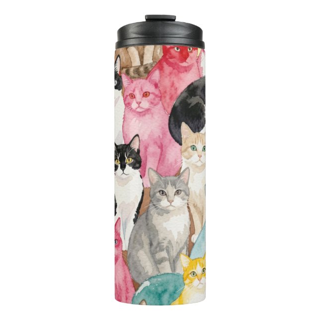 Garrafa Térmica Gatos em Multicolor  (Frente)