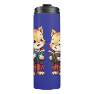 Garrafa Térmica Gatos Laranja Fofos Lendo Poesia da Noite de Burns