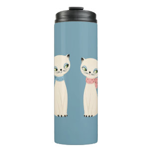 Garrafa Térmica Gatos Retro de Meados do Século Par
